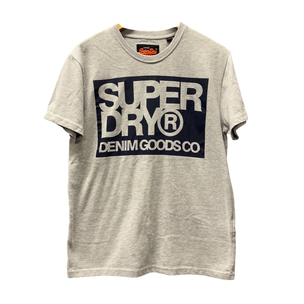 Superdry T-Shirt‎ Mens XL Denim Goods Co Gray Graphic Logo Tee COMFY